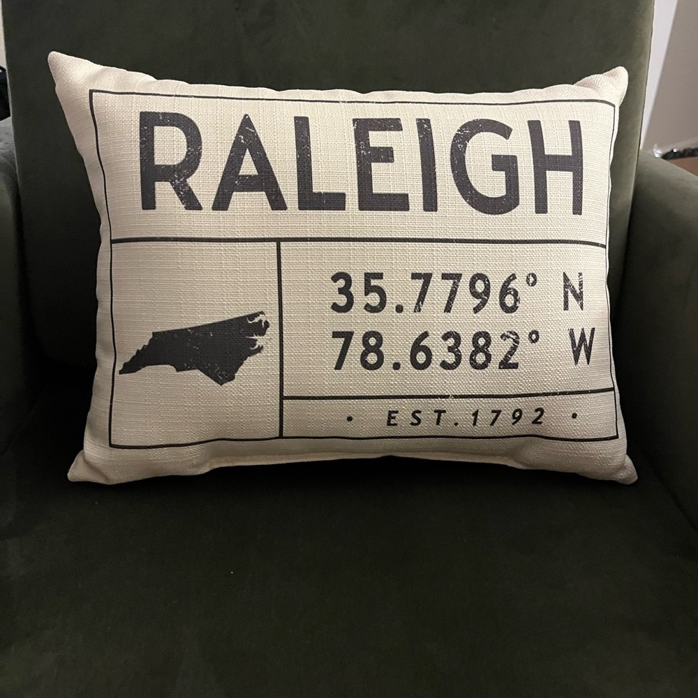 “Raleigh NC” Decorative Throw Pillow - Picture 6 of 6